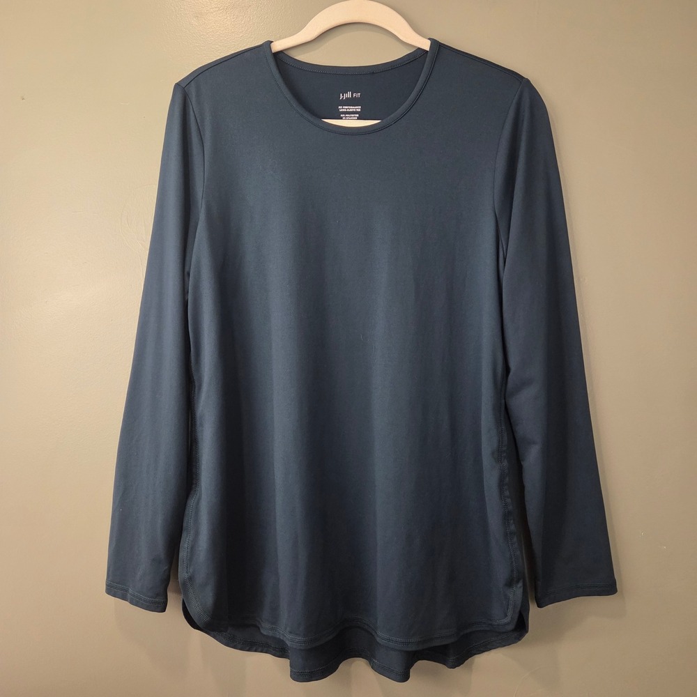 J. Jill Fit Performance Long Sleeve Tee Women's Size M Teal Active Casual